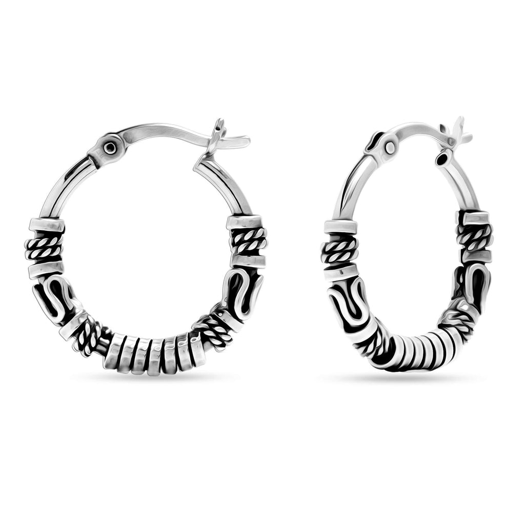 [Australia] - LeCalla Girl's Sterling Silver Hoop Earrings Bali Design 1 