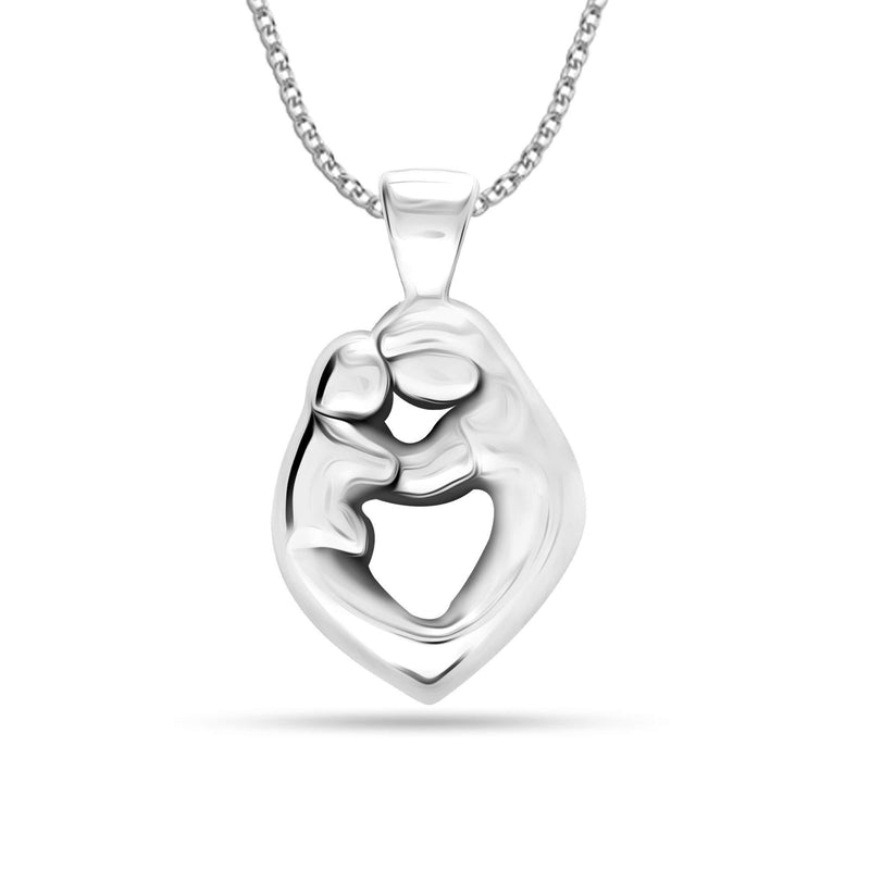 [Australia] - LeCalla Sterling Silver Jewelry Mother and Child Pendant with Chain for Women Silver Design 