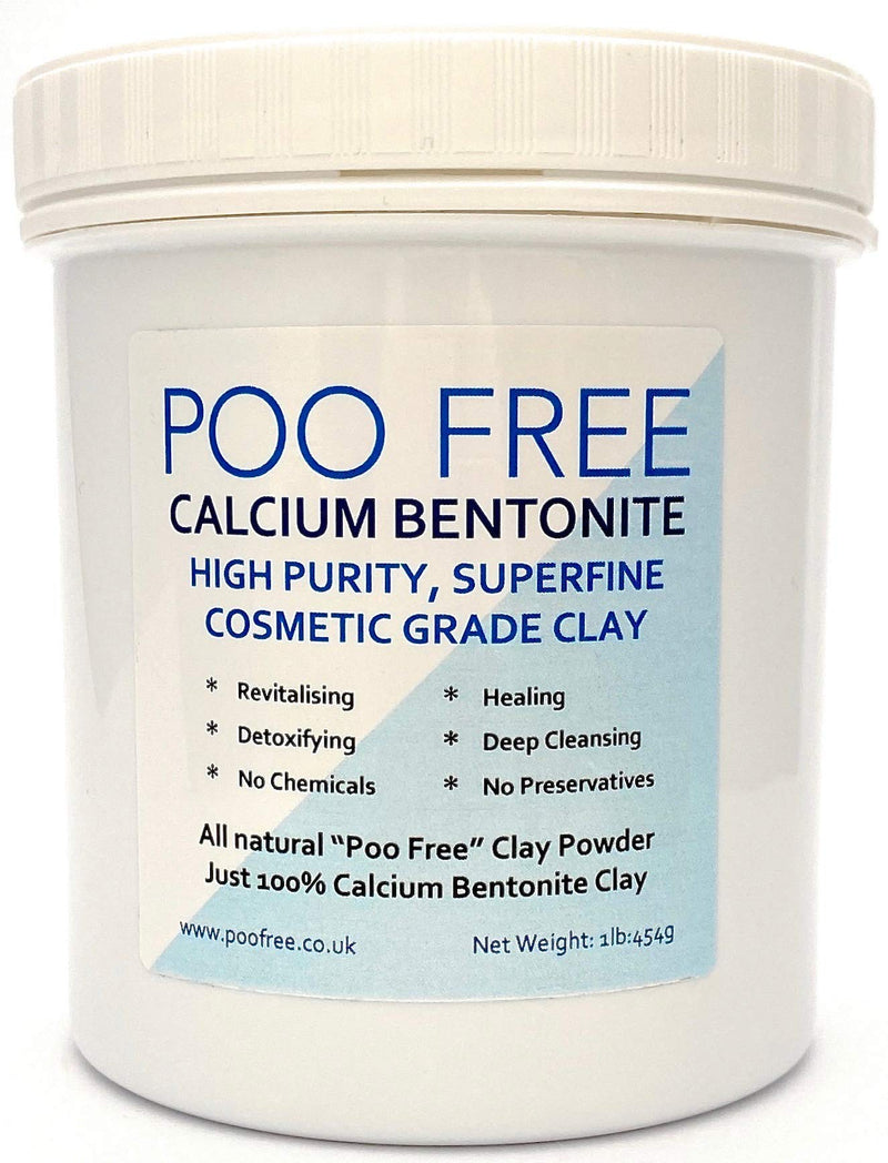 [Australia] - CALCIUM BENTONITE CLAY - 454 g - by POO FREE - COSMETIC GRADE - Deep Pore Facial Cleanser, Blackhead Remover & Pore Minimiser 100% Natural Face Clay Mask, Superfine, high purity, PH 6. 