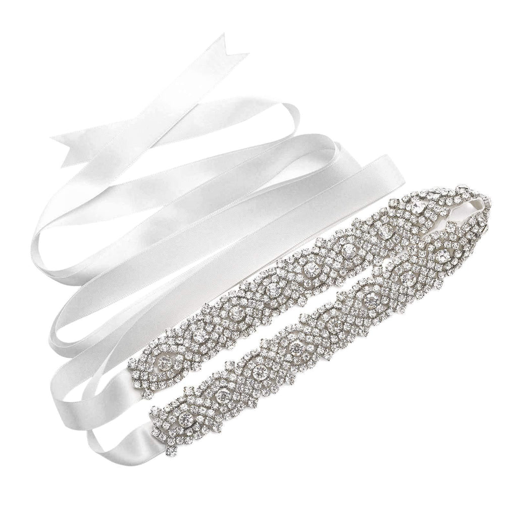 [Australia] - Remedios Rhinestone Crystal Belt Sash Bridal Belt for Bridesmaid Dresses Ball Gowns Evening Dresses - White - One size 