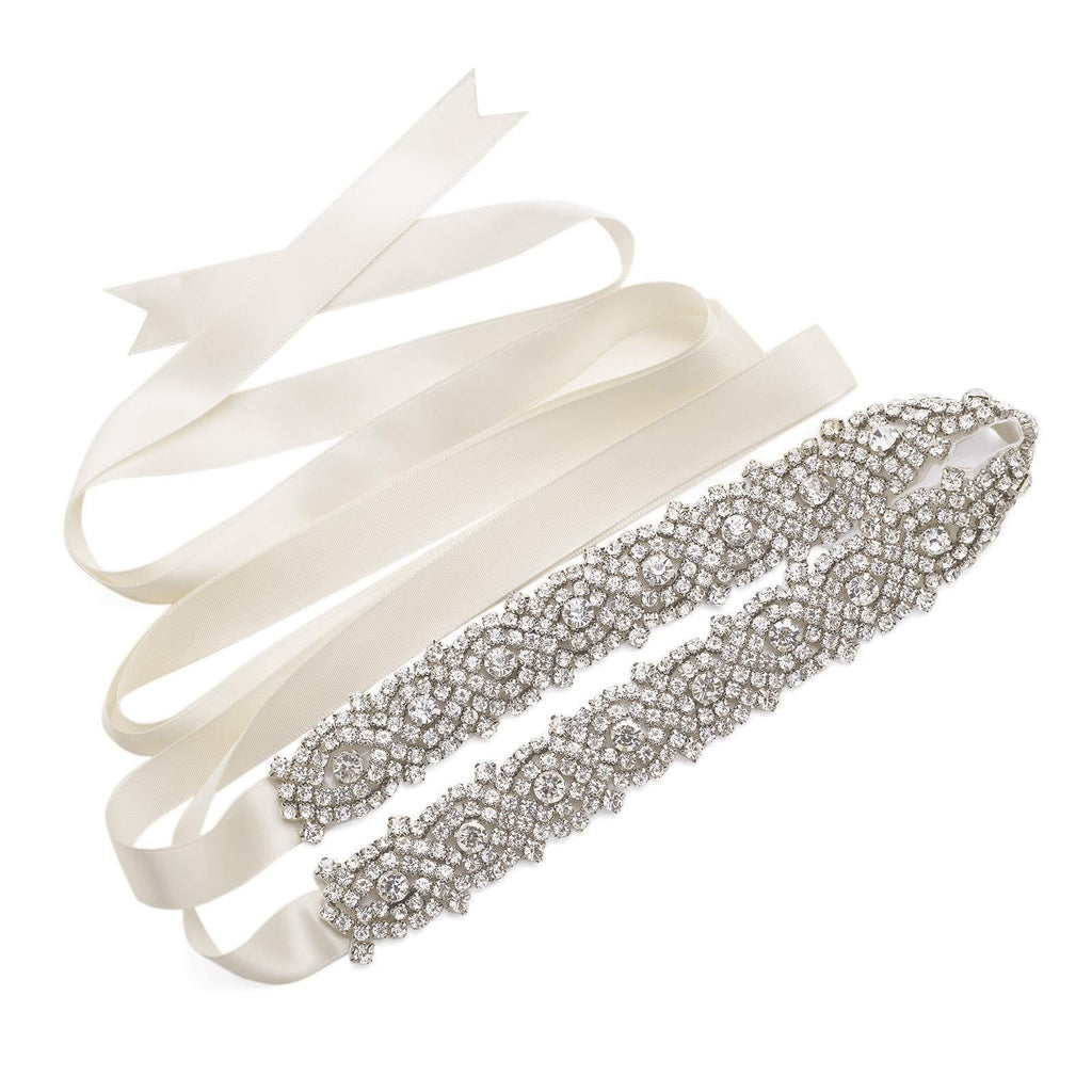 [Australia] - Remedios Rhinestone Crystal Belt Sash Bridal Belt for Bridesmaid Dresses Ball Gowns Evening Dresses - Off-White - One size 