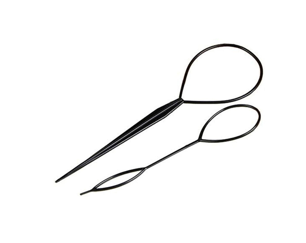 [Australia] - 2PCS 1 Large +1 Small Black Hair Styers Styling Hairdressing Accessories Hair Pull Needle Dish Braid Ponytail Maker Braiding Tool for Women Lady Girls 