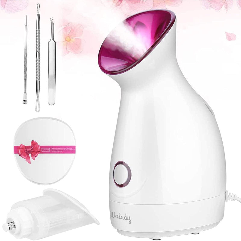 [Australia] - Facial Steamer, Wolady Nano Ionic Face Steamer for Pores with UV Light Hot Mist Moisturizing sprayer Home Sauna SPA Bonus Blackhead Extractor Kit 4 Count (Pack of 1) 