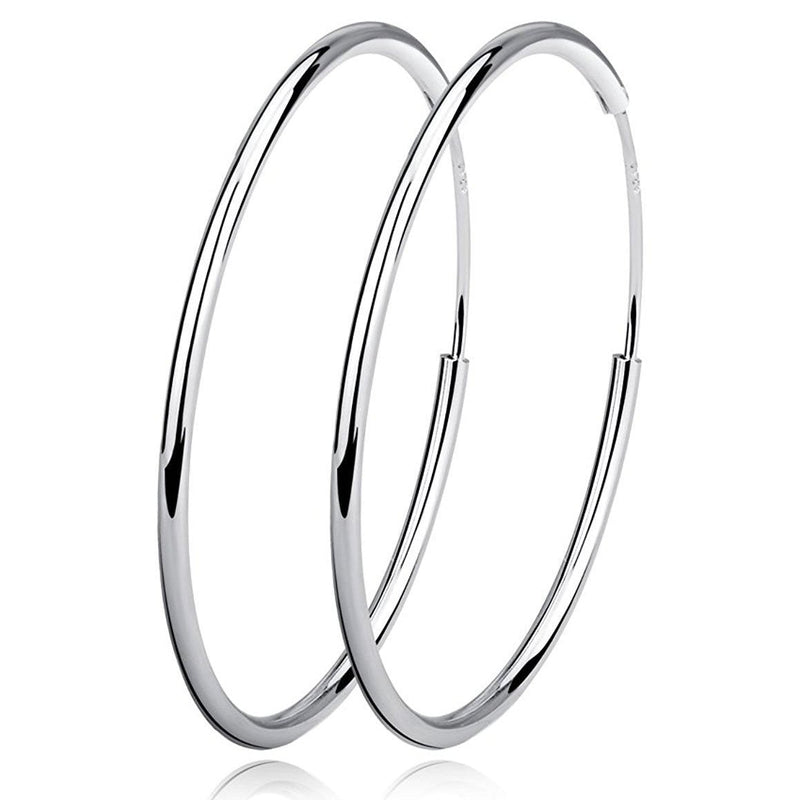 [Australia] - Sterling Silver Fine Hoop Earrings Circle Endless Loop- Jewellery for Women Girls Diameter Size: 20 30 40 50 60 mm 50mm 