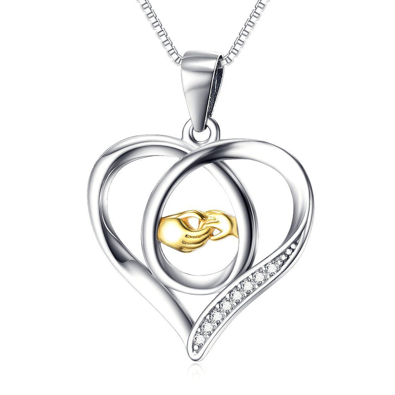 [Australia] - Gifts for Mum - 925 Sterling Silver Necklace Mum Birthday Gifts - Fine Jewellery for Mum by VONALA Holding Hands 