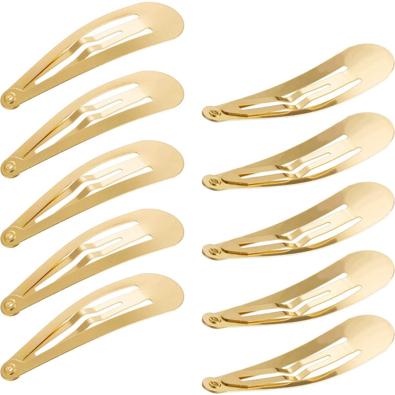 [Australia] - 50 Pack Snap Hair Clips Hair Barrettes for Kids, Girls and Women, 50 mm (Gold) 50 Count (Pack of 1) Gold 