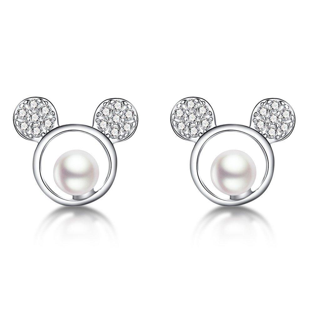 [Australia] - FarryDream 925 Sterling Silver Sparkling CZ Mouse Studs Earrings for Women Teen girls Cute Earrings 