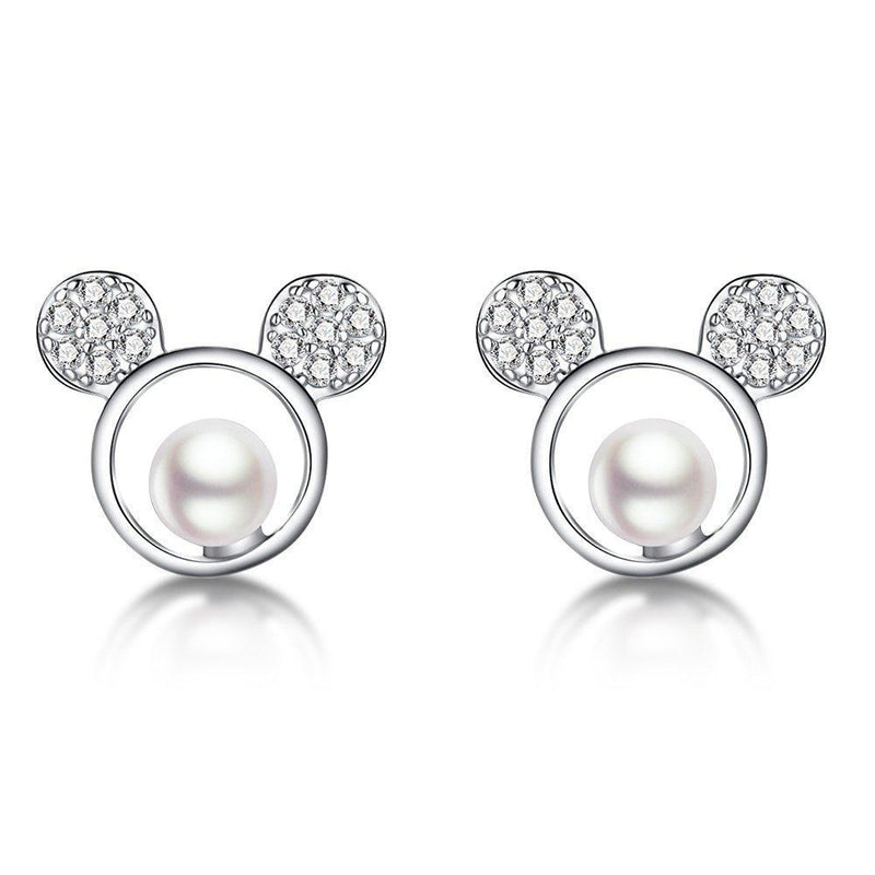 [Australia] - FarryDream 925 Sterling Silver Sparkling CZ Mouse Studs Earrings for Women Teen girls Cute Earrings 