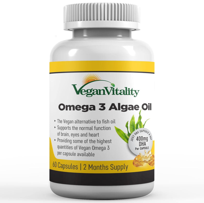 [Australia] - Vegan Omega 3 Algae Oil : 400mg DHA Per Capsule 60 Capsules, 2 Months Supply Plant Based Fish Oil Vegetarian Capsules. Suitable for All Plant Based Diets. 