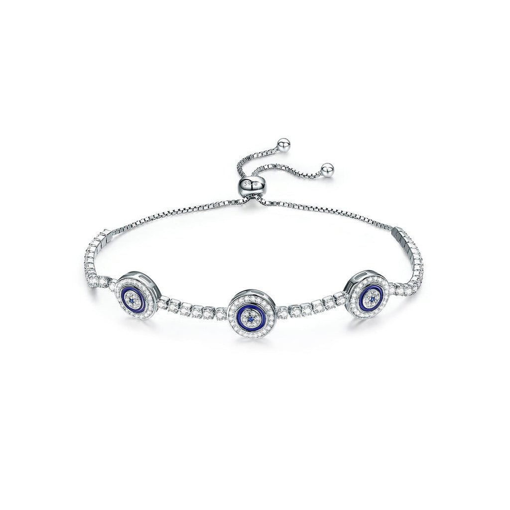[Australia] - GOXO Evil Eye Chain 925 Sterling Silver Crystal Bracelet for Women Girls (evil eye bracelet) 