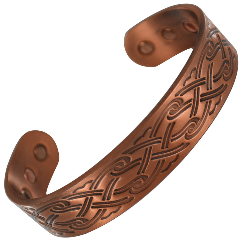 [Australia] - Stargems® PURE COPPER MAGNETIC BRACELET BANGLE 6 MAGNETS CELTIC TRIBAL WAVES DESIGN Cuff Wrist Band for Women Ladies or Mens + VELVET GIFT POUCH! 17.5 Centimetres 