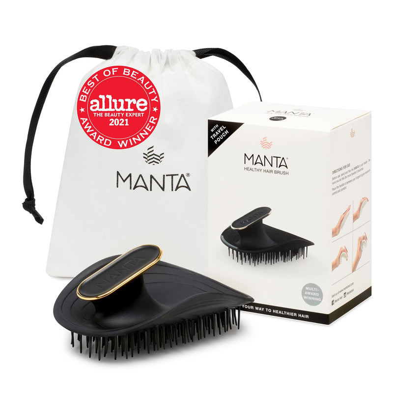 [Australia] - Manta Hair Brush, Anti Breakage Hairbrush, Detangle Brush for Curly, Thick, Fine, Wet Hair, Shower Scalp Shampoo Brush, Prevent Hair Breakage, Promote Hair Growth, Great on All Hair types, Black 