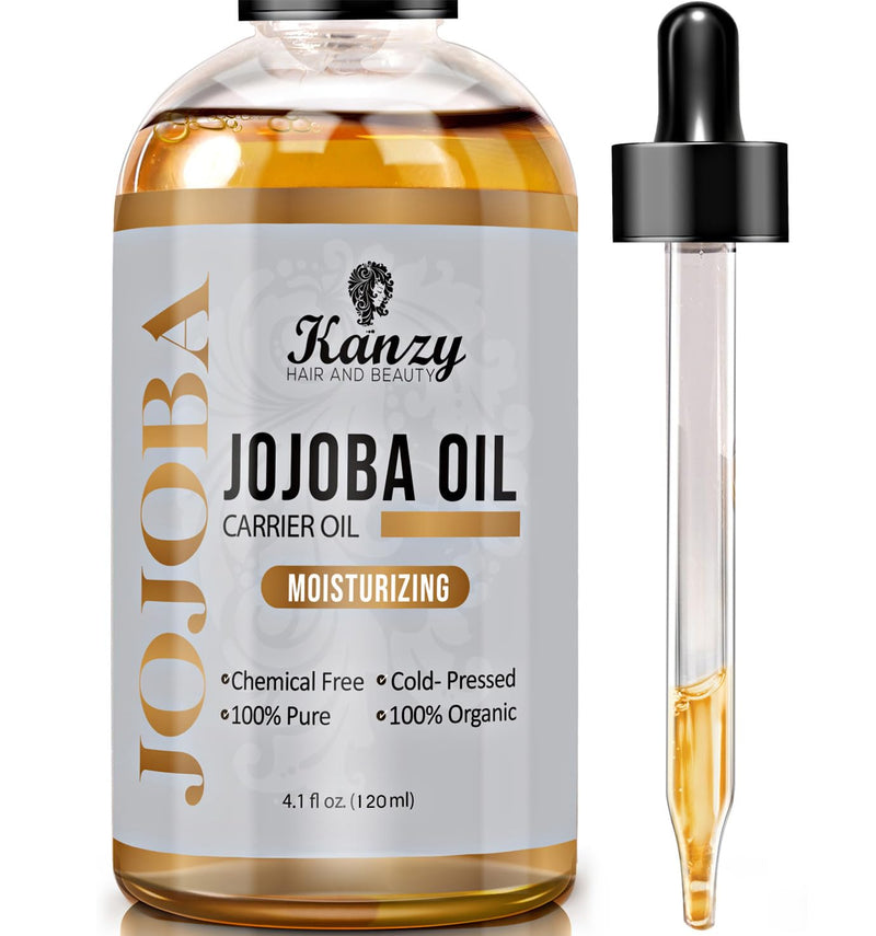 [Australia] - Kanzy Jojoba Oil Organic Cold Pressed 100% Pure 120ml Unrefined Hexane Free Carrier Oil for Hair Nails Body Skin & Face Body Oil-Certified 120 ml (Pack of 1) 