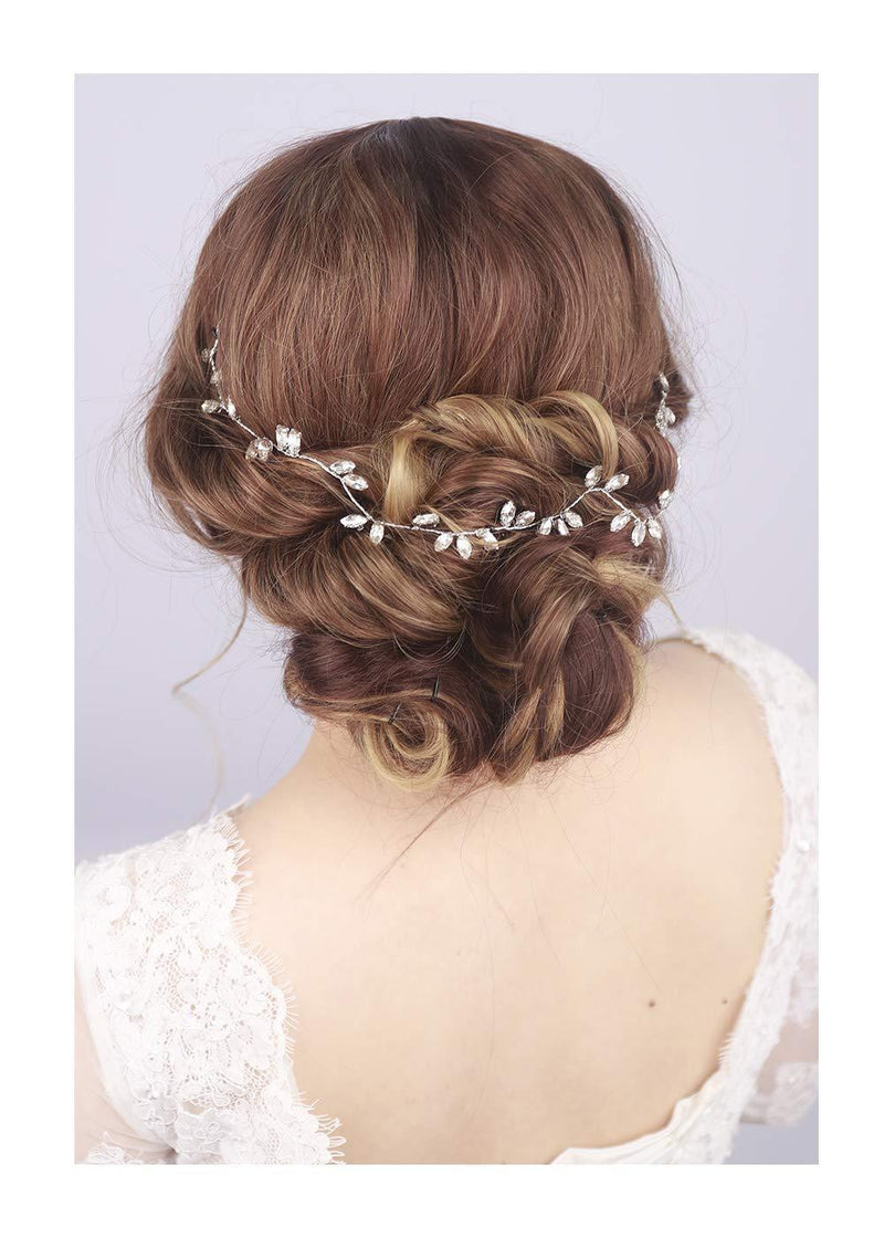 [Australia] - Kercisbeauty Wedding Crystal Headband for Bride Hair Vine Wreath Bridal Headpiece Prom Hair Accessories (Silver) Silver 