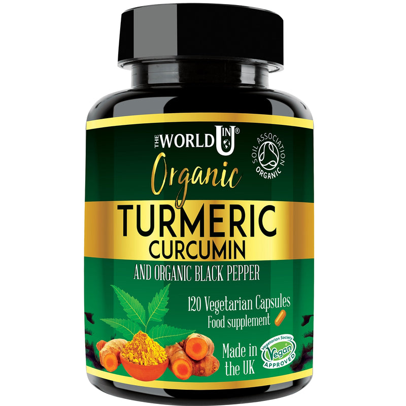 [Australia] - Ultra Pure Organic Turmeric Curcumin and Organic Black Pepper Capsules High Strength Food Supplement 120 Veg Capsules Soil Association Organic Certified and Vegetarian Society Approved - Made in UK 