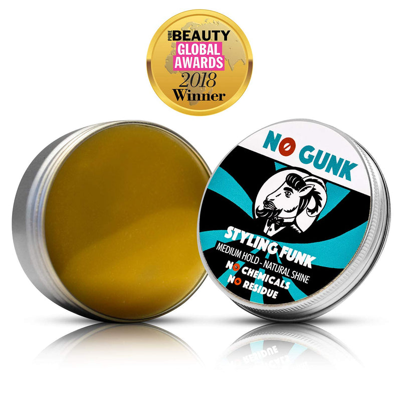 [Australia] - NO GUNK Styling Funk - 100% Natural Styling Wax/Pomade for Hair & Beard - Medium Hold - Natural & Organic Ingredients - Winner, Best Male Hair Product 2018, PURE Beauty Global Awards (Unscented, 50g) Unscented 50 g (Pack of 1) 