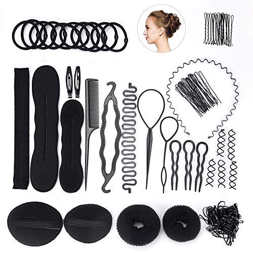 [Australia] - FEPITO Hair Styling Design Accessories Set Hair Modeling Tool Kit Spiral Hair Bun Maker Braid Tool for Girls Women Fashion Hair Design DIY 