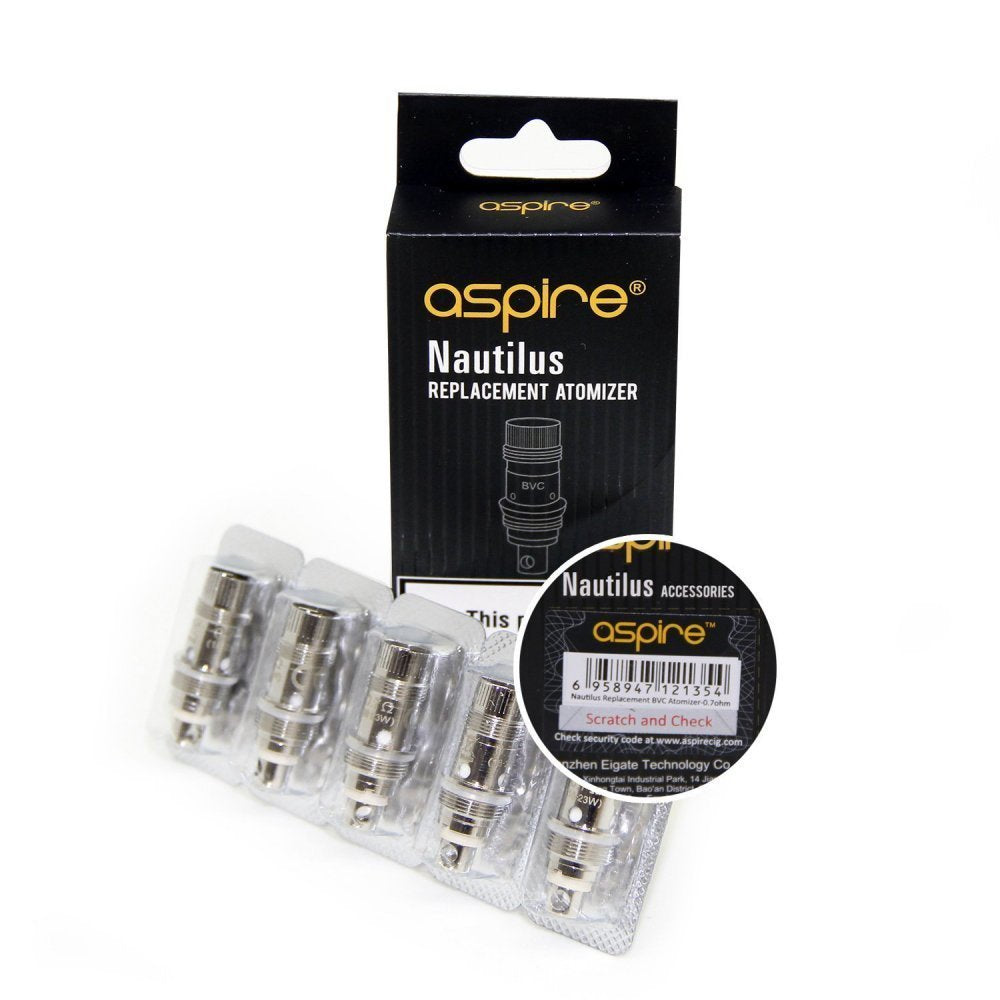 [Australia] - Aspire Mini Nautilus 2 K3 Atomizer BVC Replacement Coils Pack Of 5 1.8ohm No Nicotine 