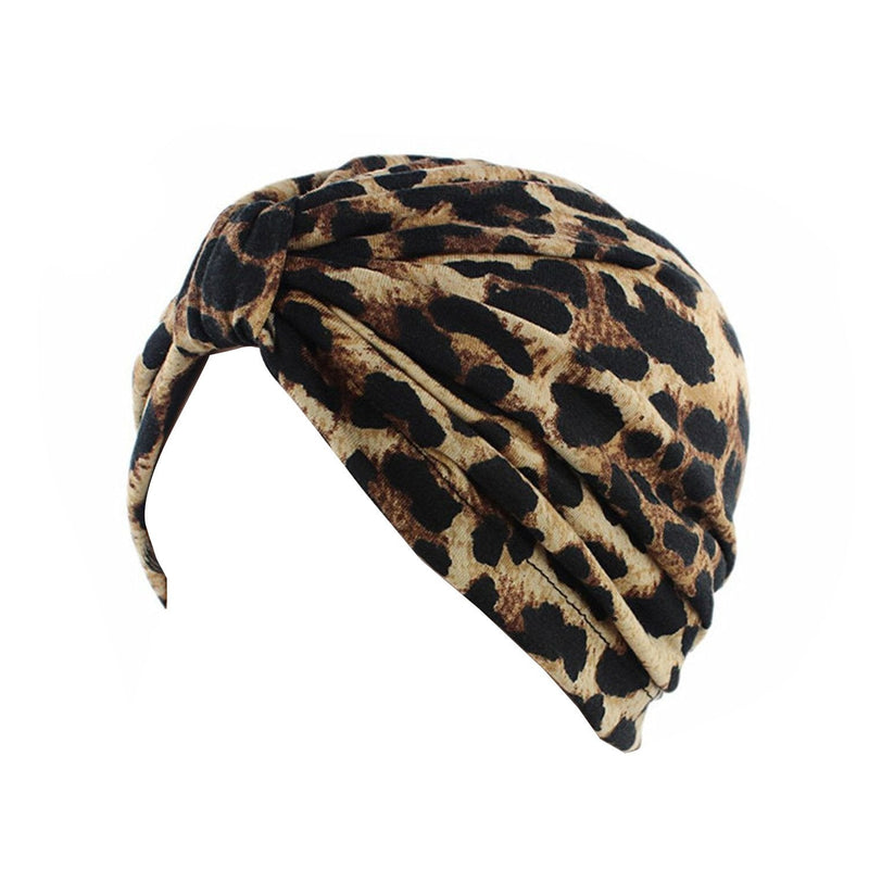 [Australia] - Ever Fairy® Womens Floral Print Cotton Turban Chemo Sleep Cap,Turban Hat Cap Hair Wrap (Leopard Print)(Size: One Size) 