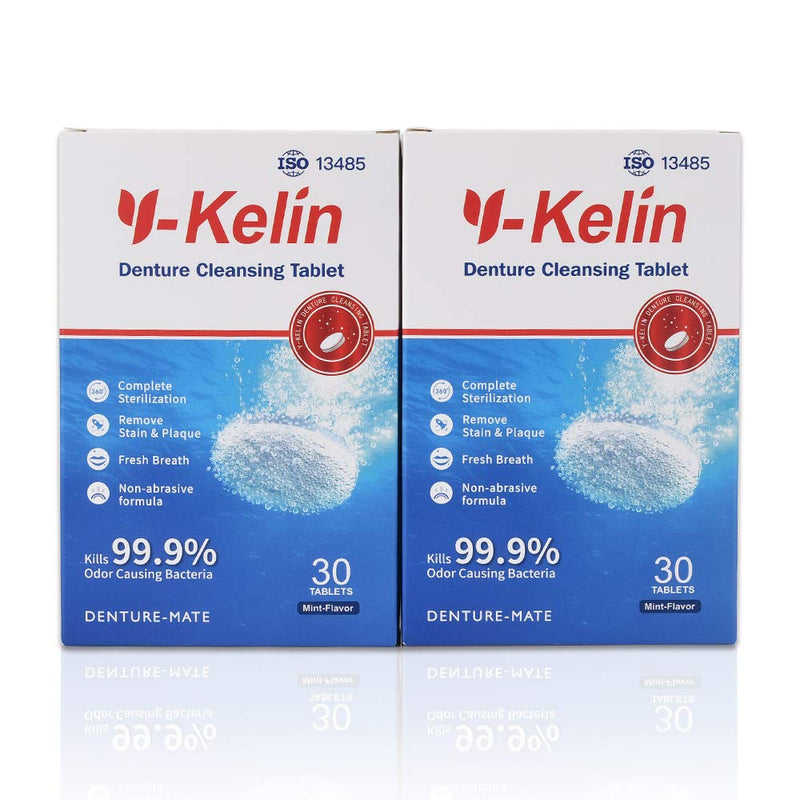 [Australia] - Y-Kelin 60 Tablets Denture Cleansing Tablets for Overnight Dental Prosthesis (60 tabs) 60 Count (Pack of 1) 
