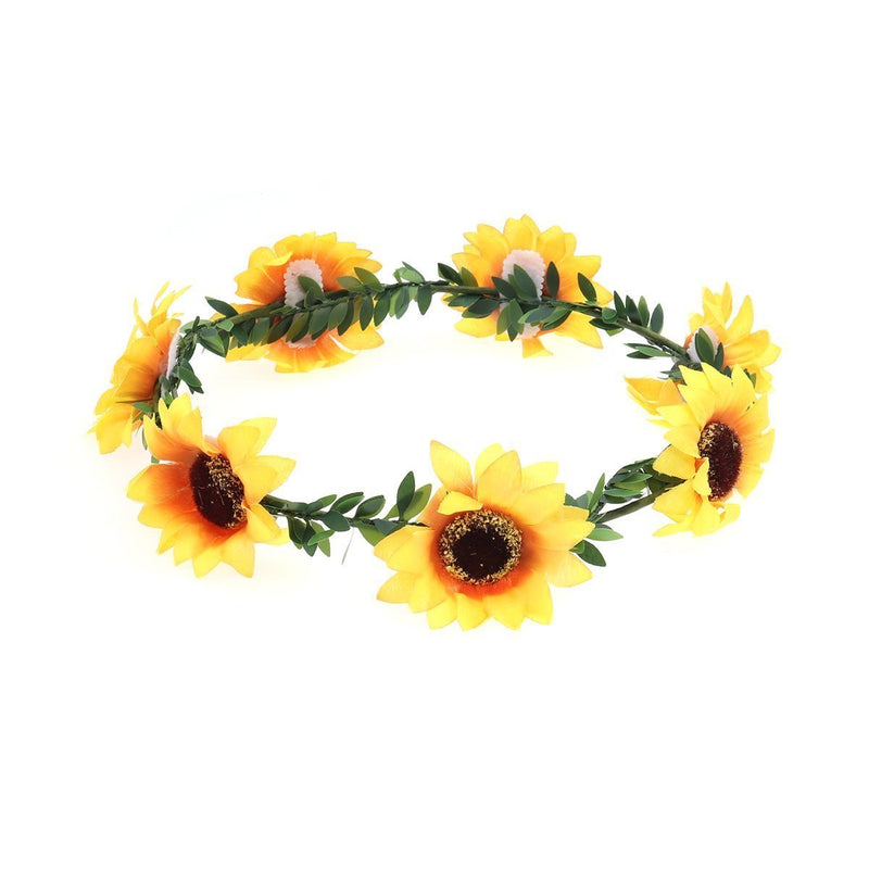 [Australia] - Frcolor Sunflower Headband Floral Flower Crown Hair Band Hair Wreath Headpiece (Garland) 