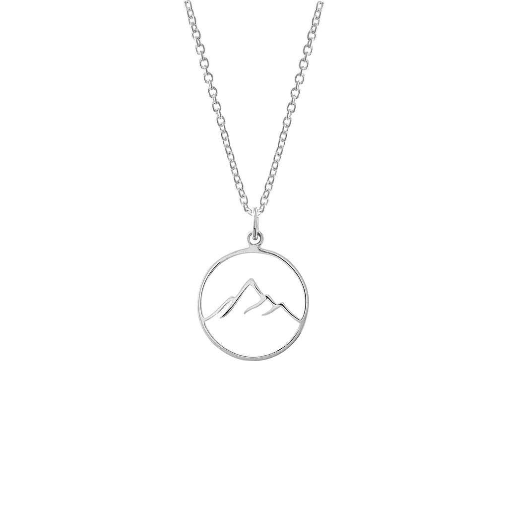 [Australia] - Boma Jewelry Sterling Silver Circle Mountain Pendant Necklace, 18 Inches 