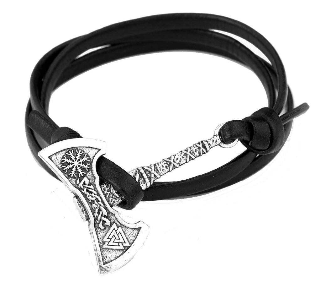 [Australia] - TEAMER Viking Axe Helm of Awe Wrap Bracelet Valknut Amulet Norse Viking Bracelet Style 3 