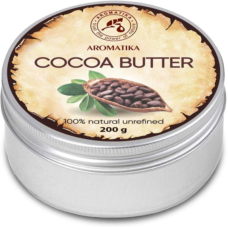 [Australia] - Cocoa Butter Pure & Natural 200g - Burkina Faso - Theobroma Cacao Seed Butter - Great Benefits for Skin - Hair - Face - Body - Lip care - Cacao Butters 