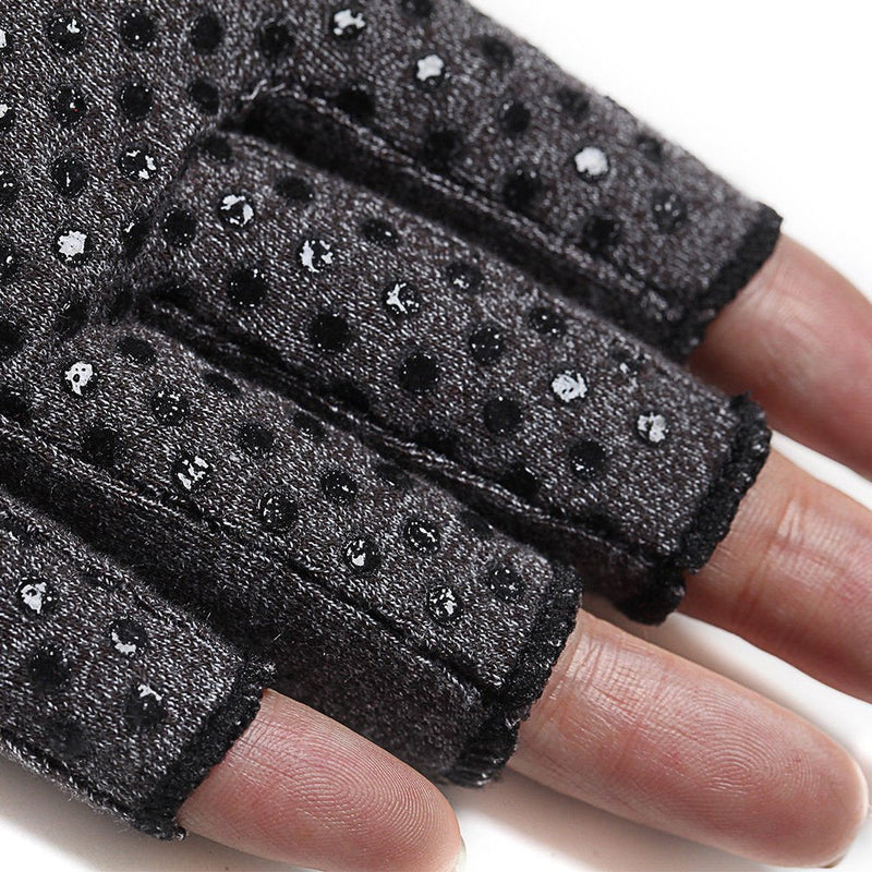 [Australia] - SyeJam Arthritis Gloves Fingerless- Rheumatoid Arthritis Compression Gloves for Pain Relief - Grip (M) 1 Pair Grey (1 Pair With Grip) + Free Ebook M (Pack of 2) 