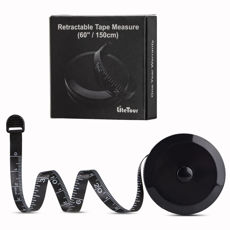 [Australia] - Tape Measure for Body Dual Sided Measuring Tape for Body Measurements Retractable Tape Tailor Clothing Black Tape 