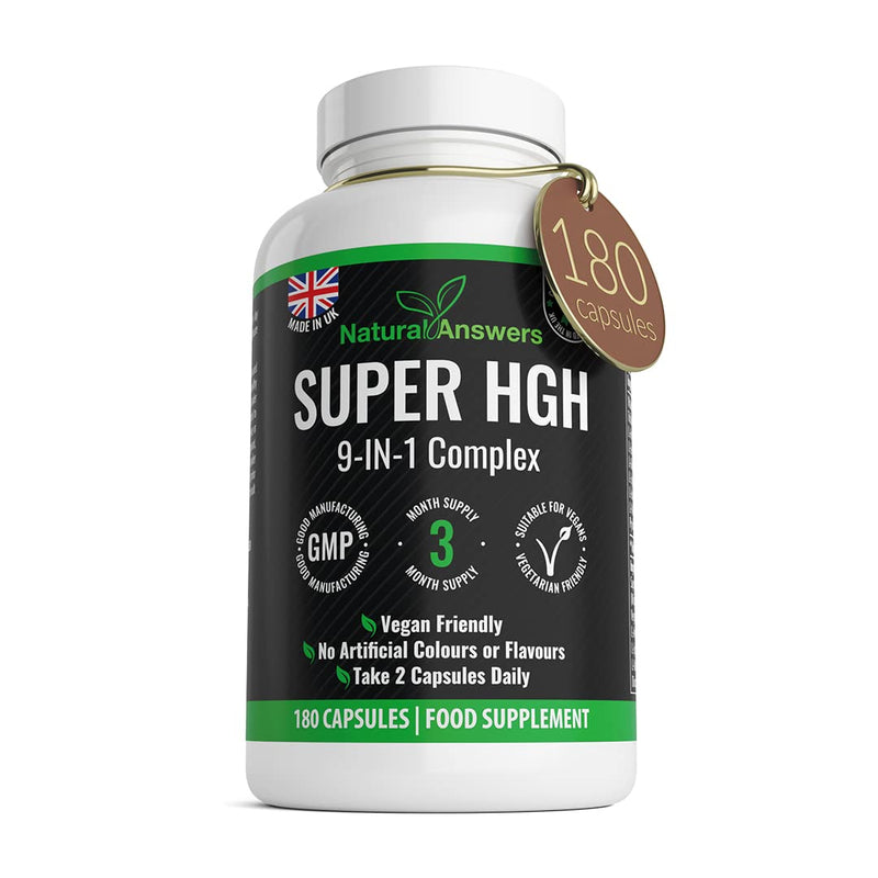 [Australia] - 180 Super HGH Vegan Capsules - (3 Months Supply) 9-in-1 HGH Complex with Vitamin B6 and Tribulus Terrestris Extract - Made in The UK 