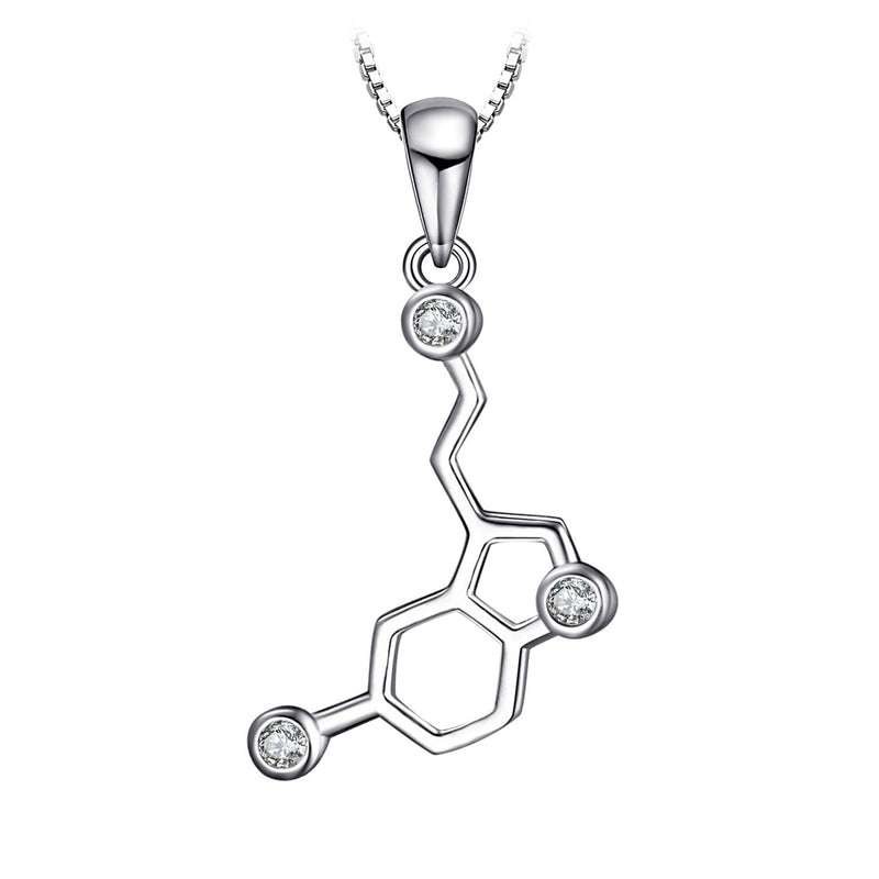 [Australia] - JewelryPalace Serotonin Molecule 0.2ct Cubic Zirconia Pendant Necklace 925 Sterling Silver 18 Inches Box Chain 