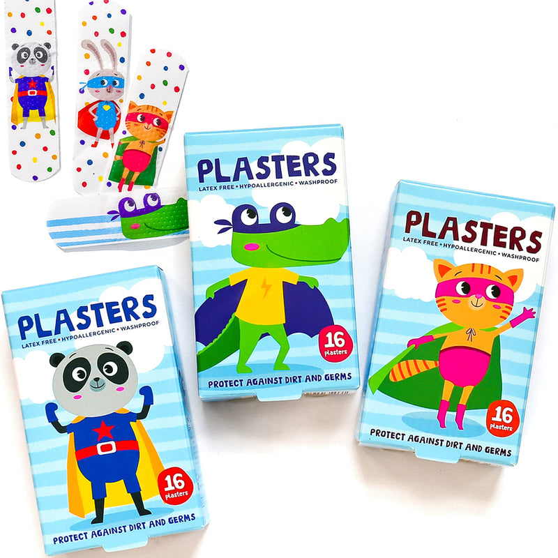 [Australia] - Superhero Plasters for Kids (Latex Free/Hypoallergenic/Washable/Plasters/Assorted Models), 32 Count (Pack of 1) 