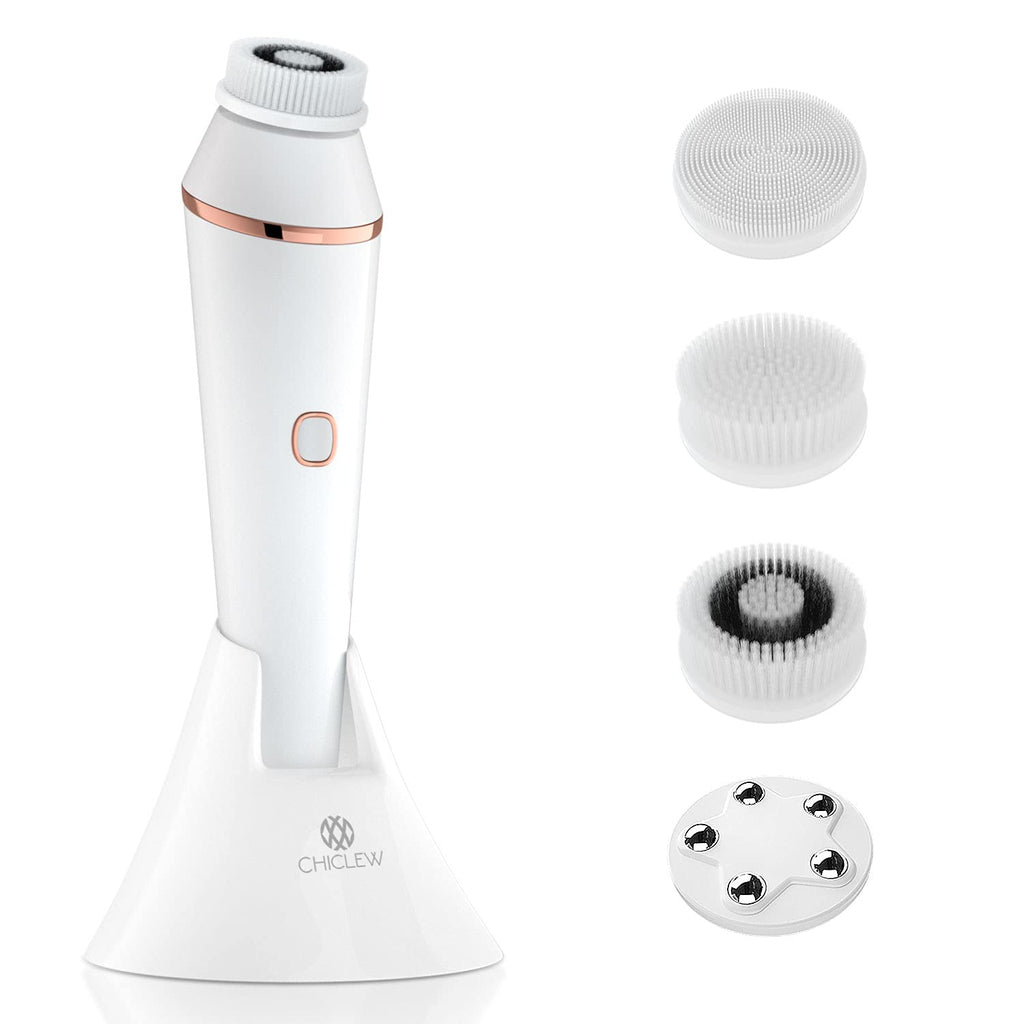 [Australia] - Rechargeable Facial Cleansing Brush, Waterproof Facial Cleanser Brush Electric with 3 Speed, Face Spin Brush Set with 4 brush heads for Gentle Exfoliating, Deep Cleansing and Face Massage, Beautifive 