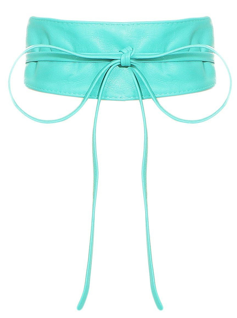 [Australia] - malito Women Waist Belt Genuine Leather Self Knot Tie Wrap G100 Turquoise 