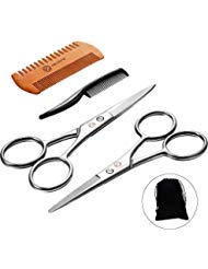[Australia] - 4 Pieces Beard Trimming Scissors Set, Grooming Scissors for Men and Mustache Beard Comb Beard Grooming Trim Scissor Kit with Storage Bag 
