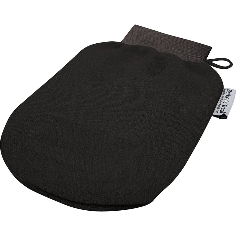 [Australia] - Berber's Treat Kessa Exfoliating Glove - Scrub and Remove Dead Skin Cells, Ingrown Hair Treatment, Tan Remover Mitt (Black) Black 
