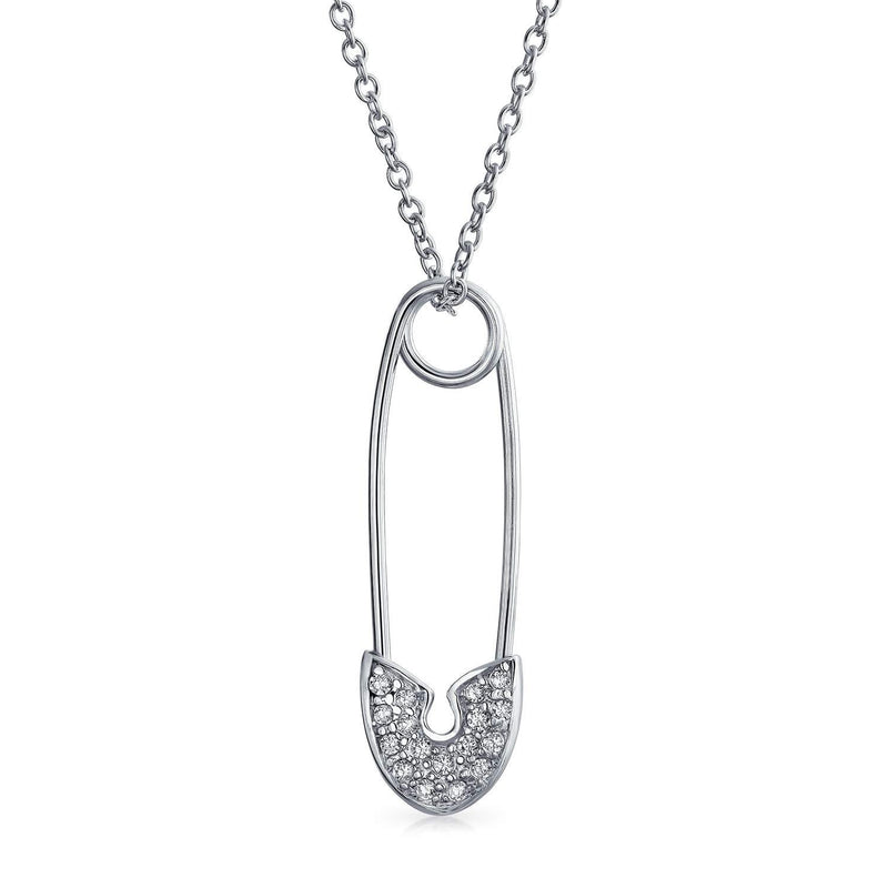 [Australia] - Symbol Of Support For Refugee CZ Pave Cubic Zirconia Safety Pin Pendant Necklace For Teen For Women 925 Sterling Silver 