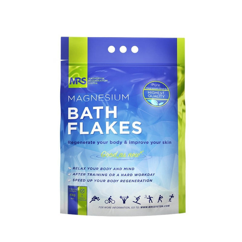 [Australia] - MRS Magnesium Flakes & Magnesium Flakes in The Finest Premium Quality - 100% Natural Magnesium Chloride Flakes - Ideal Bath Salt for a Foot Bath, Full Bath & Against Magnesium Deficiency - 4 kg 4 kg (Pack of 1) 