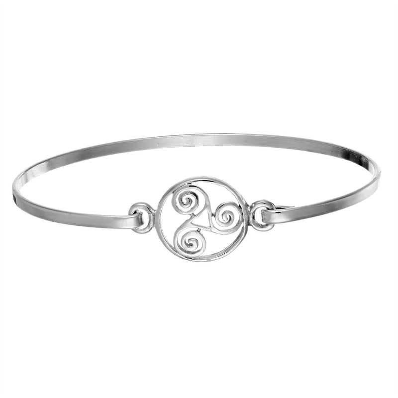 [Australia] - Silverly Women's .925 Sterling Silver Round Celtic Triple Spiral Triskele Triskelion Bangle Bracelet 