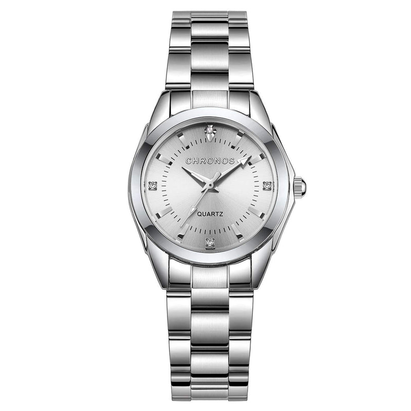 [Australia] - CHRONOS Women Quartz Wrist Watches Lady Girls Waterproof Stainless Steel Analog Watch Silver 