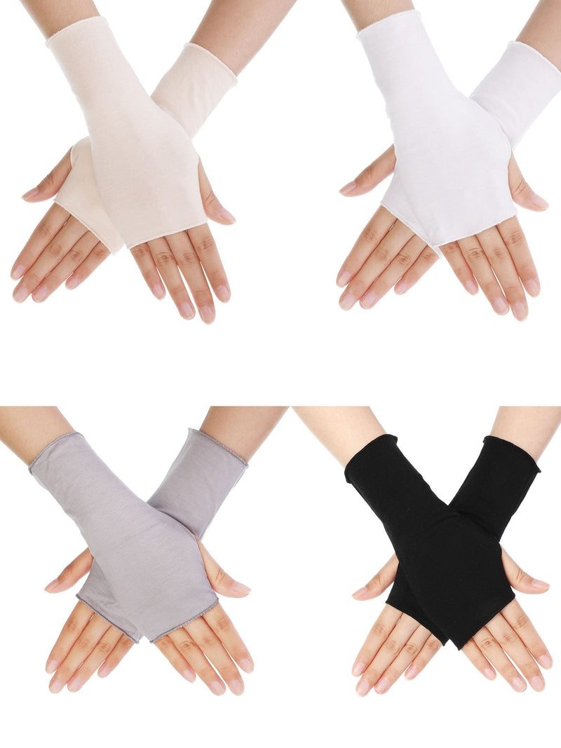 [Australia] - Bememo UV Protection Gloves Wrist Length Sun Block Driving Gloves Unisex Fingerless Glove (Color Set 1, Wrist Length) 