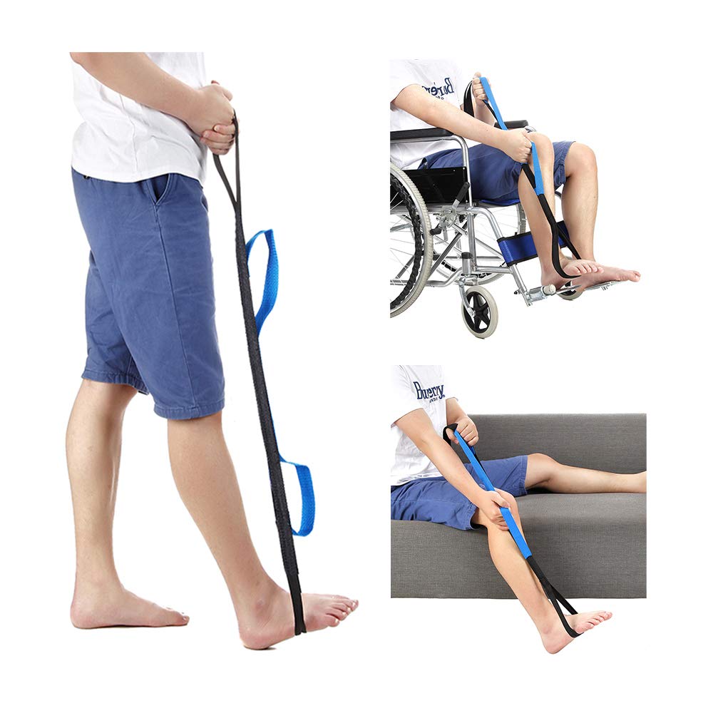[Australia] - Leg Lifter Strap Rigid Foot Lifter & Hand Grip - Elderly, Handicap, Disability, Pediatrics 37” Mobility Aids for Wheelchair, Bed, Car, Couch, Hip & Knee Replacement Black 