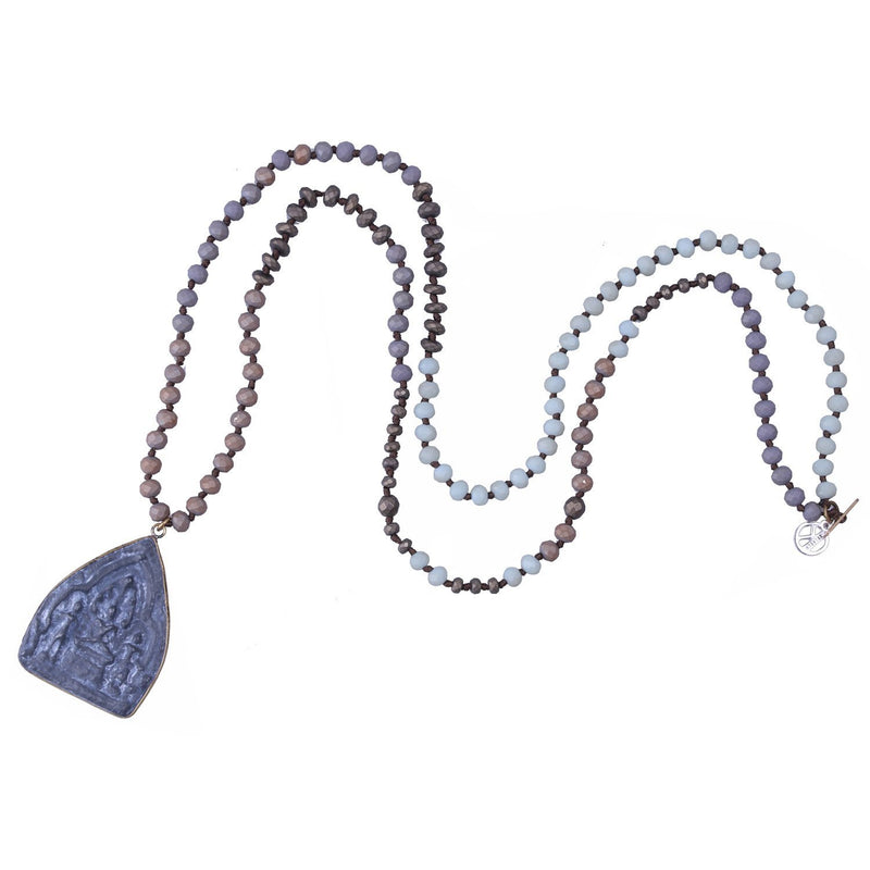 [Australia] - KELITCH Sakyamuni Buddha Pendant Necklaces Crystal Silver Beaded Strand Necklaces Meditation Yoga Jewelry Green 55b 