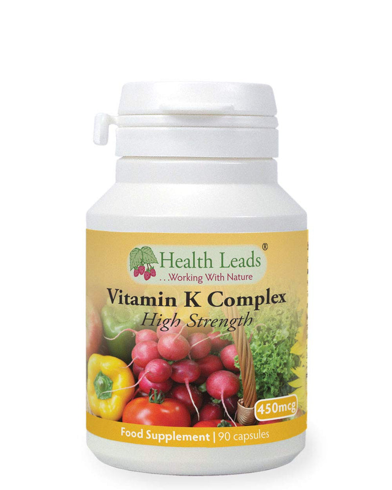 [Australia] - Vitamin K Complex High Strength Food Supplement 450µg x 90 Capsules, Magnesium Stearate Free, Vitamin K contributes to The Maintenance of Normal Bones & Normal Blood clotting, Made in Wales 