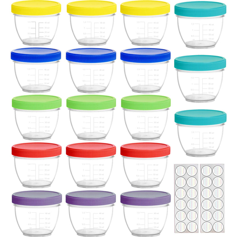 [Australia] - Youngever 18 Pack 120ML Baby Food Storage, Re-usable Baby Food Containers with Lids and Labels, 9 Assorted Colors 