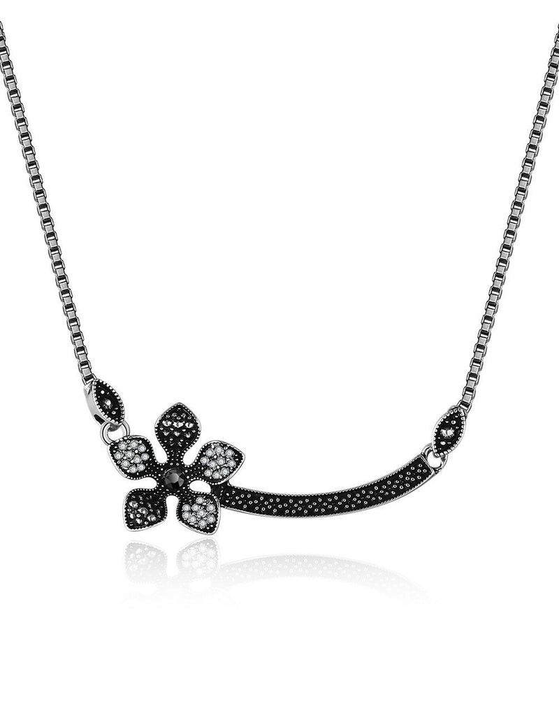 [Australia] - XZP Vintage Black Oxidized Bar Necklace for Women's Gift Antique Silver Plated 
