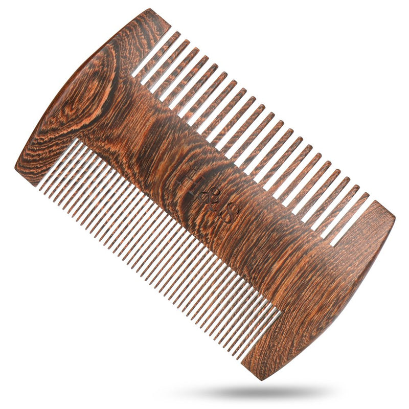 [Australia] - H&S Wooden Beard Comb Anti Static Moustache Pocket Comb Wood Coffee Sandalwood for Men 
