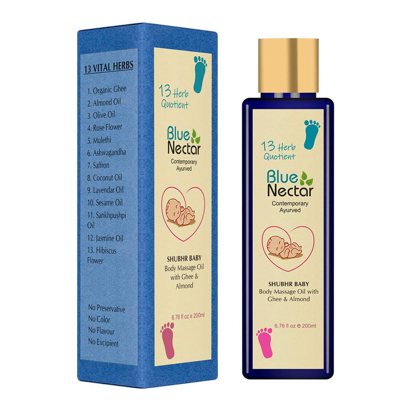 [Australia] - Blue Nectar Ayurvedic Baby Oil with Organic Ghee, 100% Natural Baby Massage Oil With Coconut Oil & Olive Oil ( 200ml) 