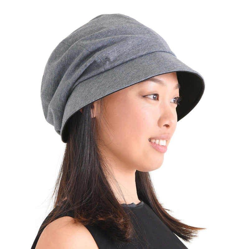 [Australia] - CHARM Womens Sun Hat Organic Cotton Japanese Design Soft UV Protection Dark Grey 